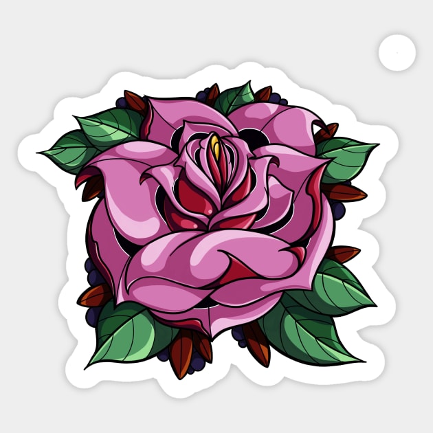 Pink rose Sticker by InkSmith